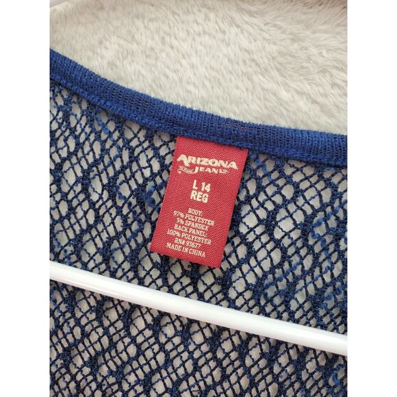 AriZona Cardigan Girls Large Blue Knit Crochet Polyester Long Sleeve‎ Open Front - Picture 5 of 6